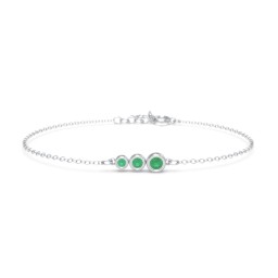 Generations 3-Stone Bezel Set Mother's Bracelet in 925 Sterling Silver with Emerald
