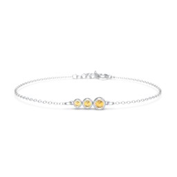 Generations 3-Stone Bezel Set Mother's Bracelet in 925 Sterling Silver with Citrine