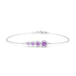 Generations 4-Stone Bezel Set Mother's Bracelet in 925 Sterling Silver with Amethyst