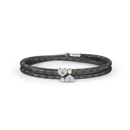 Engravable Sterling Silver Heart & Gemstone Leather Bracelet - 2 in 925 Sterling Silver with Citrine