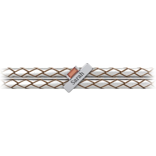 Engravable Sterling Silver Bar & Baguette Leather Bracelet – Sterling Silver with Garnet