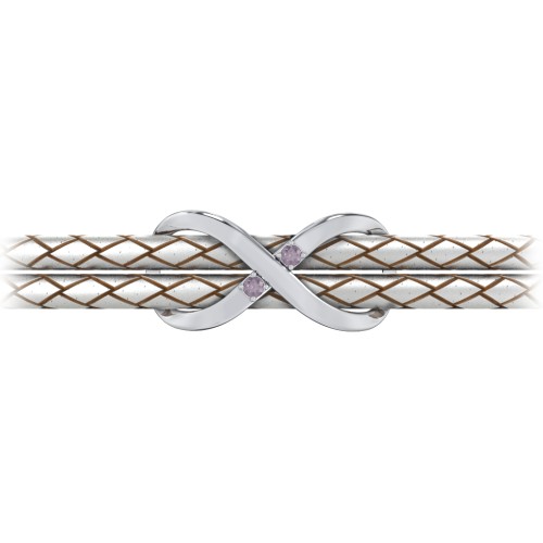 Sterling Silver Infinity Leather Bracelet with Gemstones – Sterling Silver with Alexandrite