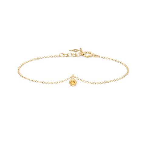 Bezel Set Gemstone Drop Bracelet - 1 Stone – 18K Gold Plated Silver with Citrine