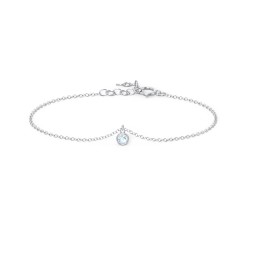 Bezel Set Gemstone Drop Bracelet - 1 Stone in 925 Sterling Silver with Aquamarine