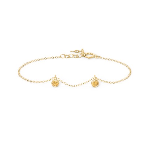 Bezel Set Gemstone Drop Bracelet - 2 Stone – 18K Gold Plated Silver with Citrine