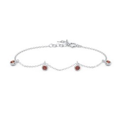 Bezel Set Gemstone Drop Bracelet - 4 Stone in 925 Sterling Silver with Garnet