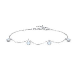 Bezel Set Gemstone Drop Bracelet - 4 Stone in 925 Sterling Silver with Aquamarine