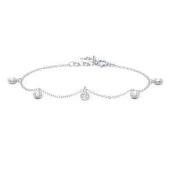 Bezel Set Gemstone Drop Bracelet - 5 Stone