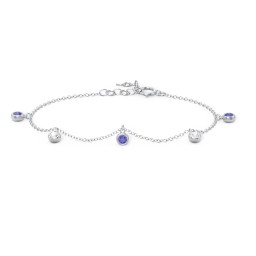 Bezel Set Gemstone Drop Bracelet - 5 Stone in 925 Sterling Silver