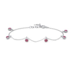 Bezel Set Gemstone Drop Bracelet - 6 Stone