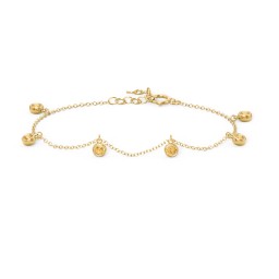 Bezel Set Gemstone Drop Bracelet - 6 Stone in 18K Gold Plated Silver with Citrine