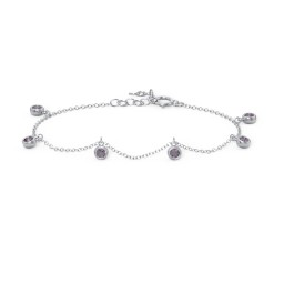 Bezel Set Gemstone Drop Bracelet - 6 Stone in 925 Sterling Silver with Alexandrite