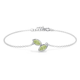 2 Marquise Birthstone Leaf Bracelet