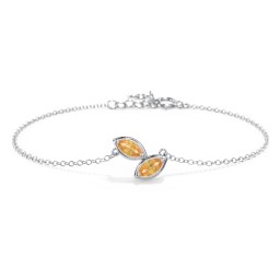 2 Marquise Birthstone Leaf Bracelet