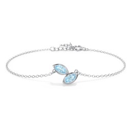2 Marquise Birthstone Leaf Bracelet