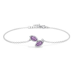 2 Marquise Birthstone Leaf Bracelet