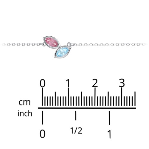 2 Marquise Birthstone Leaf Bracelet