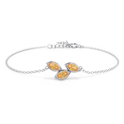 3 Marquise Birthstone Leaf Bracelet