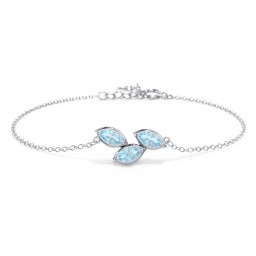3 Marquise Birthstone Leaf Bracelet