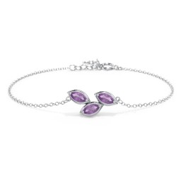 3 Marquise Birthstone Leaf Bracelet