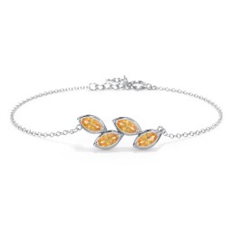 4 Marquise Birthstone Leaf Bracelet