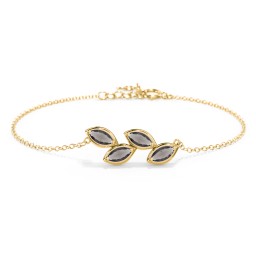 4 Marquise Birthstone Leaf Bracelet in 18K Gold Plated Silver with Smokey Quartz