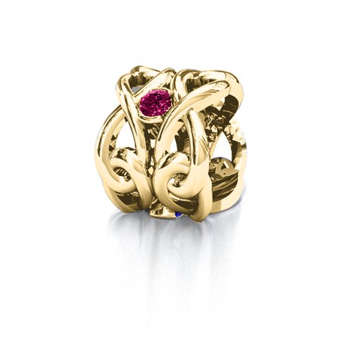 Infinity Locks with Stones Bracelet Charm – 10K Yellow Gold with Emerald, Blue Sapphire, and Ruby