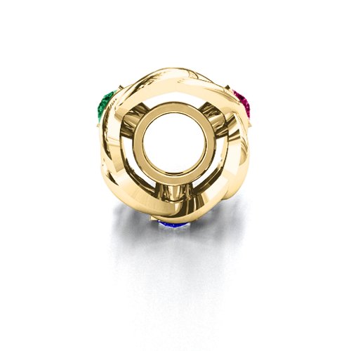Infinity Locks with Stones Bracelet Charm – 10K Yellow Gold with Emerald, Blue Sapphire, and Ruby