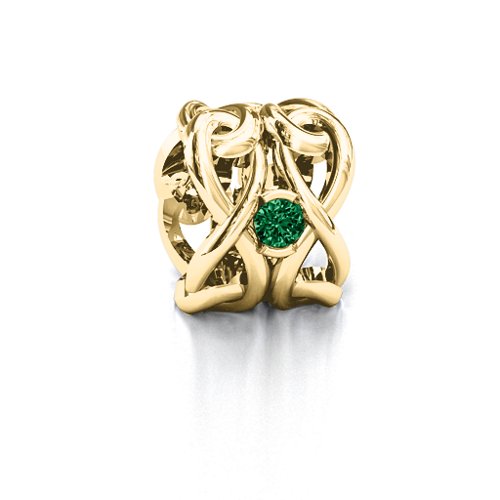 Infinity Locks with Stones Bracelet Charm – 10K Yellow Gold with Emerald, Blue Sapphire, and Ruby