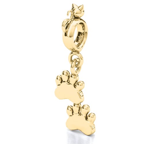 Engraved Kitty Prints Bracelet Charm – 10K Yellow Gold