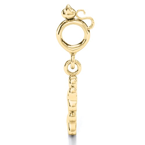 Engraved Kitty Prints Bracelet Charm – 10K Yellow Gold
