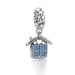 House of Love Bracelet Charm in 925 Sterling Silver with Aquamarine