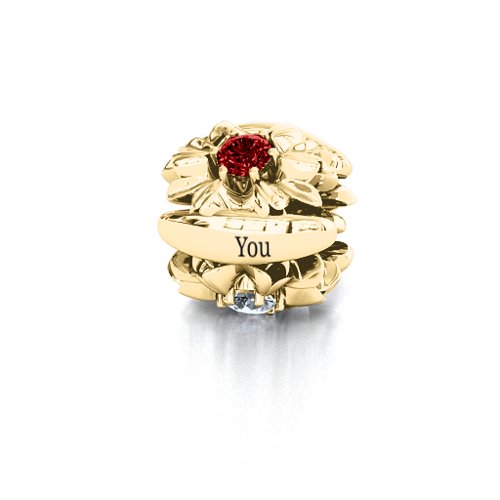 Coming up Daisies Bracelet Charm – 10K Yellow Gold with Blue Topaz, Cubic Zirconia, and Garnet