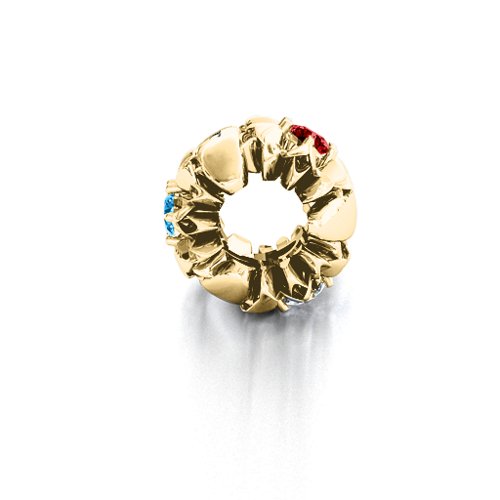 Coming up Daisies Bracelet Charm – 10K Yellow Gold with Blue Topaz, Cubic Zirconia, and Garnet