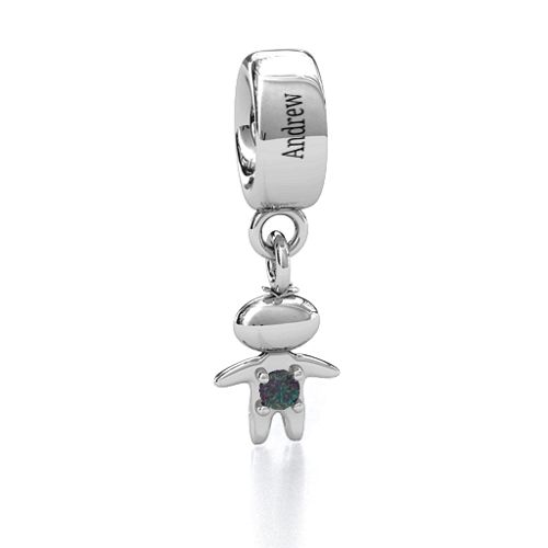 Happy Boy Bracelet Charm – Sterling Silver with Alexandrite