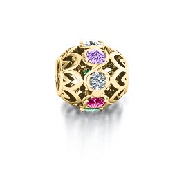 Zen Bracelet Charm in 10K Solid Yellow Gold with Amethyst, Cubic Zirconia, Ruby, Emerald, and Blue Sapphire