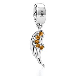 Wing With Stones Bracelet Charm in 925 Sterling Silver