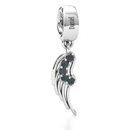 Wing With Stones Bracelet Charm in 925 Sterling Silver with Alexandrite, Cubic Zirconia, Emerald, Citrine, and Pink Tourmaline