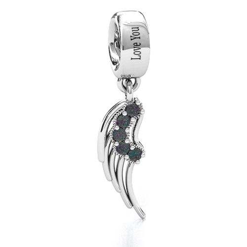 Wing With Stones Bracelet Charm – Sterling Silver with Alexandrite