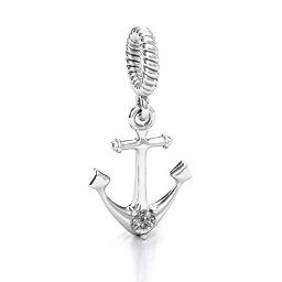 Anchor With Round Stone Bracelet Charm
