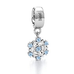 Seven Chakras Bracelet Charm in 925 Sterling Silver with Aquamarine