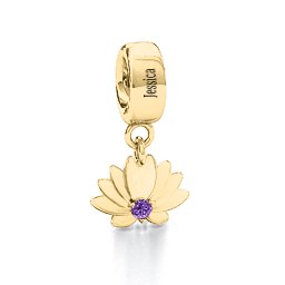 Splendid Lotus Flower Bracelet Charm in 10K Solid Yellow Gold