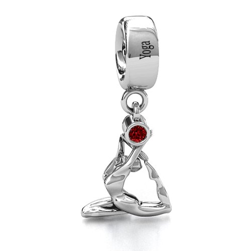 One Legged King Pigeon Yoga Bracelet Charm – Sterling Silver with Garnet