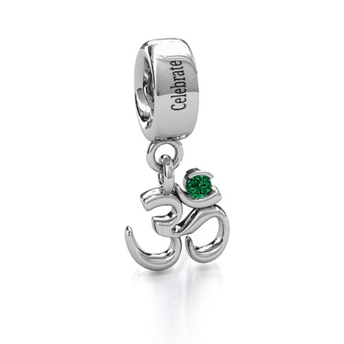Sound of Universe - Om Bracelet Charm – Sterling Silver with Emerald