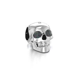 Bright Eyes Skull Bracelet Charm in 925 Sterling Silver with Alexandrite
