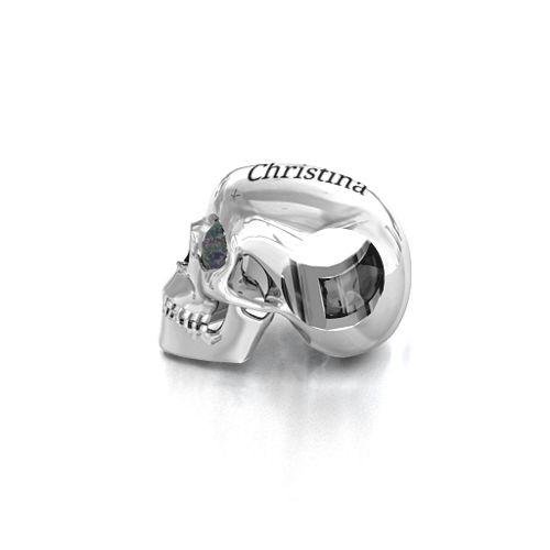 Bright Eyes Skull Bracelet Charm – Sterling Silver with Alexandrite