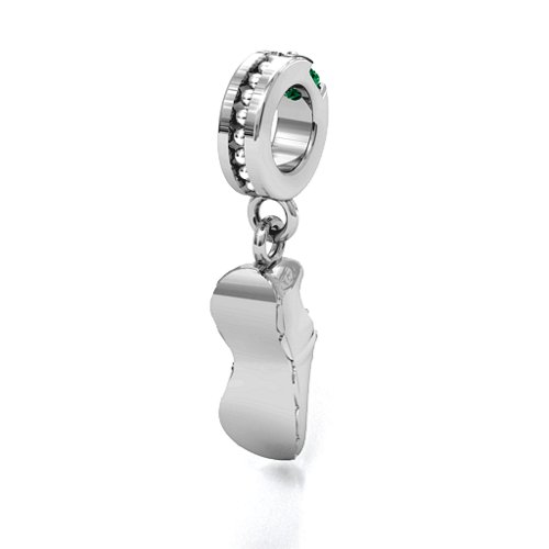 Running Free Bracelet Charm – Sterling Silver with Emerald