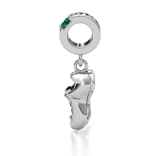Running Free Bracelet Charm – Sterling Silver with Emerald