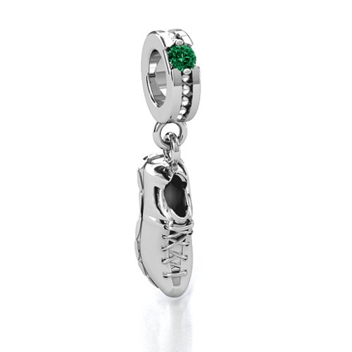 Running Free Bracelet Charm – Sterling Silver with Emerald