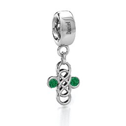 Sisters Forever Bracelet Charm in 925 Sterling Silver with Emerald